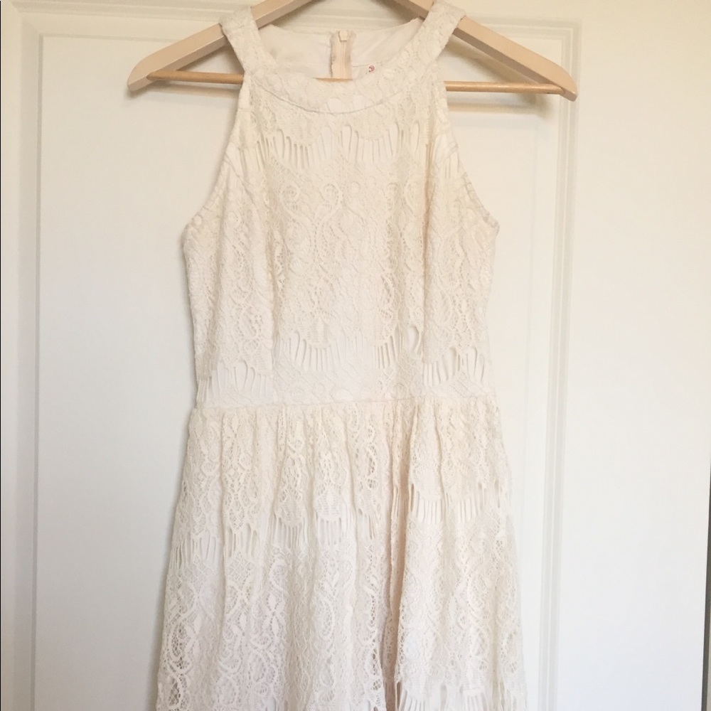 Cream lace midi dress